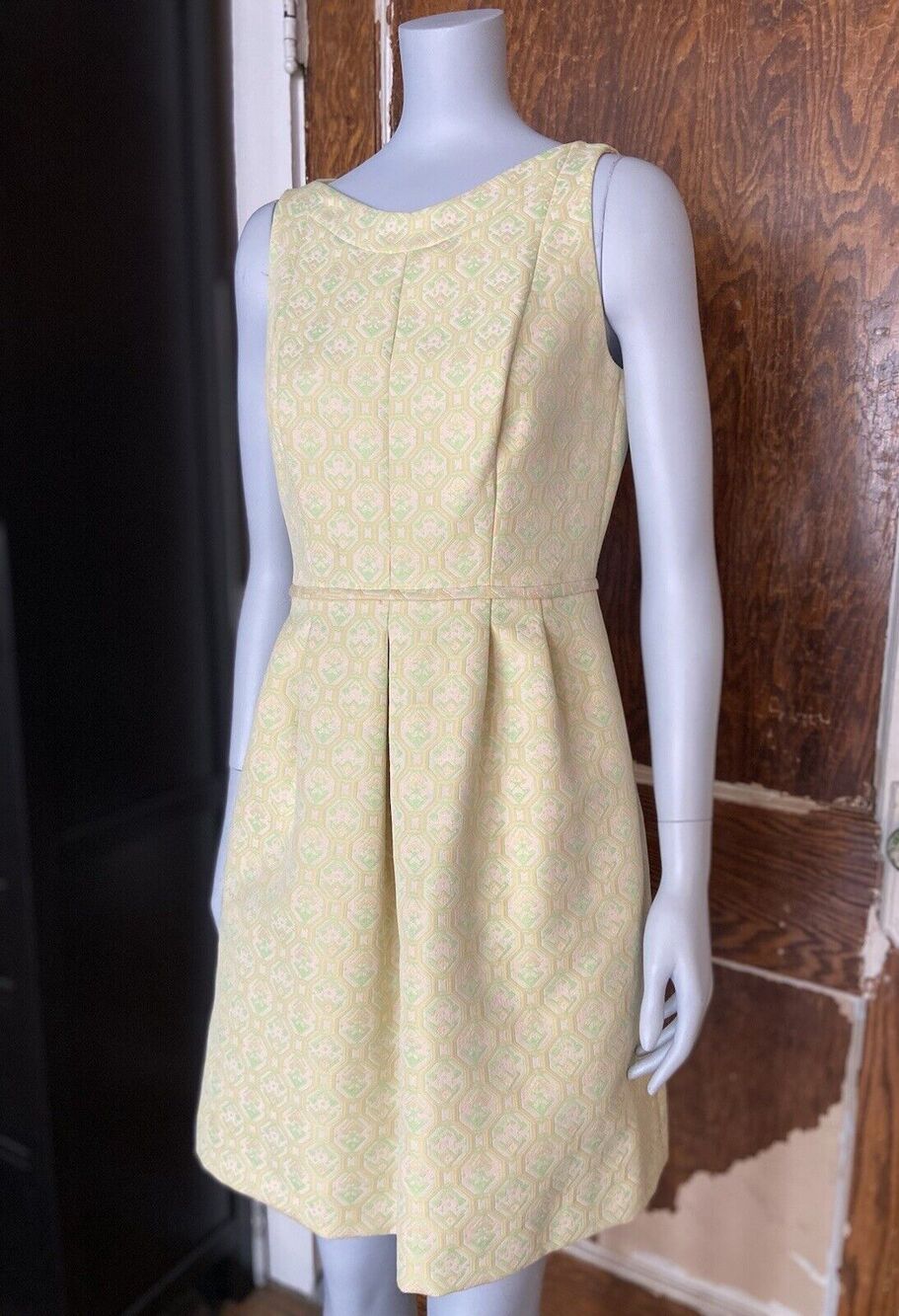 TAHARI Arthur S. Levine Sleeveless Yellow Retro Dress w/Pockets sz 4P